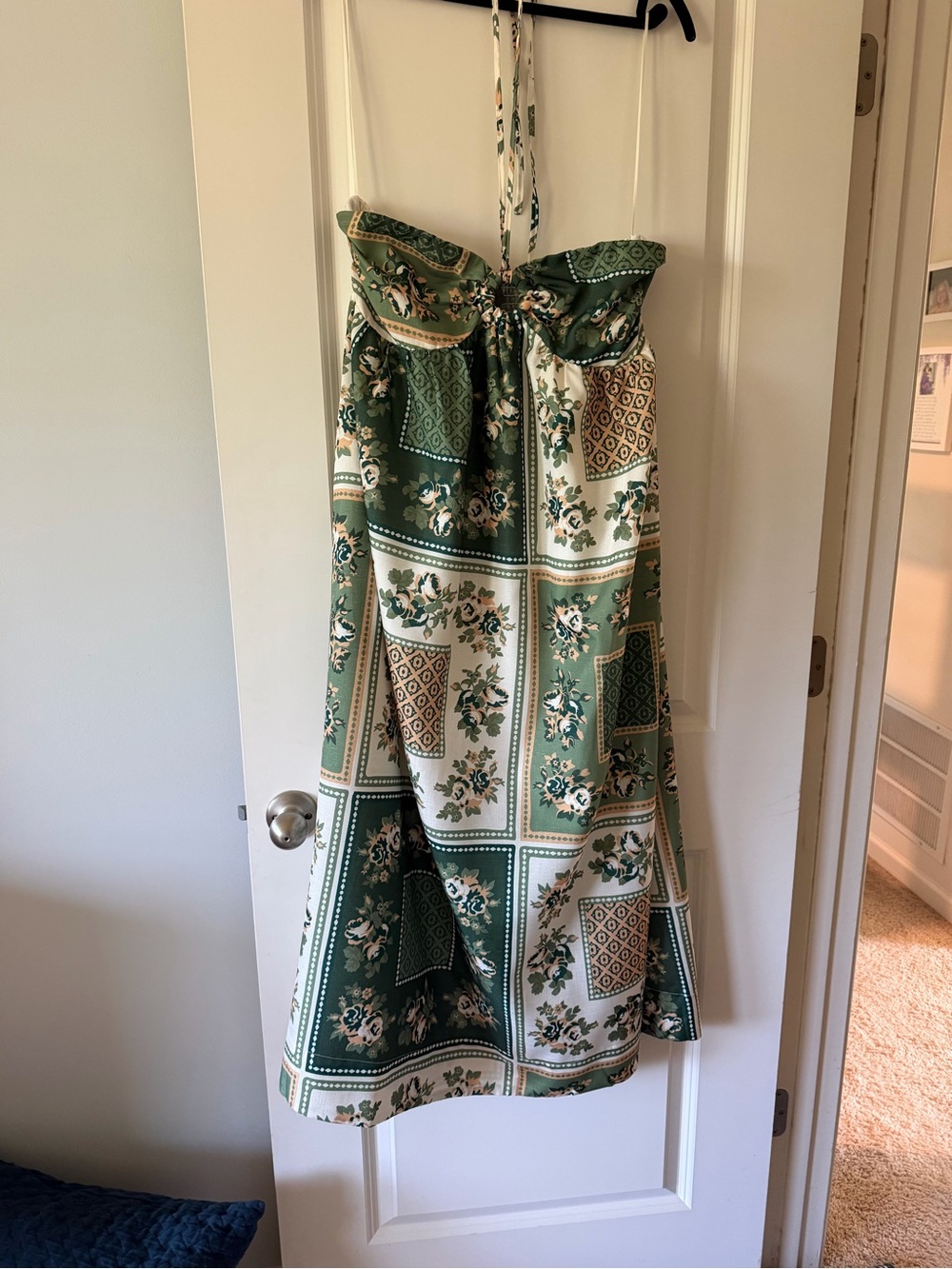 Green Floral Patchwork Strapless/ Halter Sundress